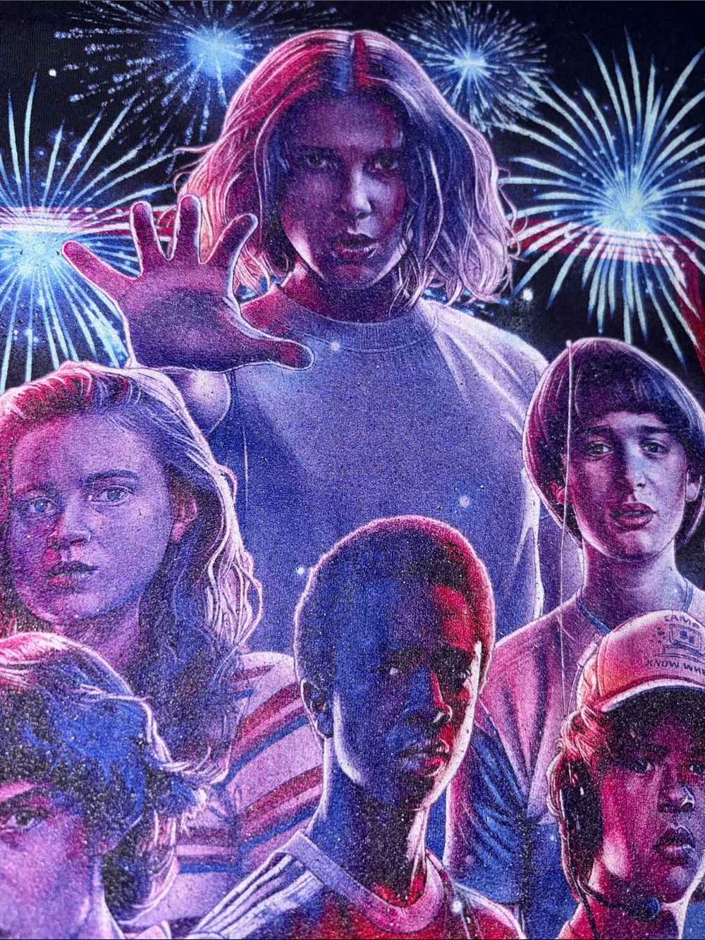 Stranger Things Netflix tee collectible.  FIREWORKS!!  Unisex.